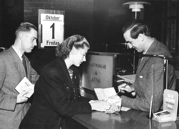 At the bank, Sweden, c1940-1959(?). Artist: Unknown