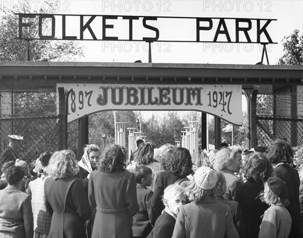 Entrance to the People's Park, Trelleborg, Sweden, 1947. Artist: Unknown