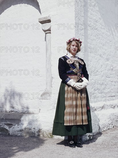 Candidate for Confirmation in traditional costume, Dalby, Scania, Sweden, 1971. Artist: Torkel Lindeberg