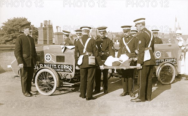 Campion Brothers motorcycle ambulances, Nottingham, Nottinghamshire, c1916. Artist: Unknown