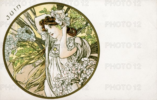 'June', 1900. Artist: Alphonse Mucha