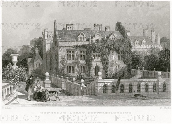 East terrace, Newstead Abbey, Nottinghamshire, 1838. Artist: D Buckle