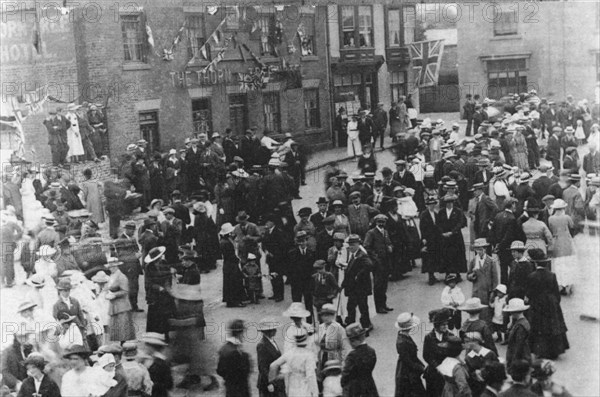 Celebrating the end of World War I, Market Place, Ripley, Derbyshire, 1918. Artist: Unknown