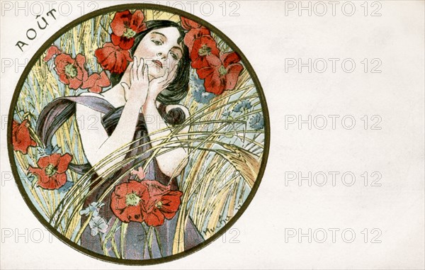 'August', 1900. Artist: Alphonse Mucha