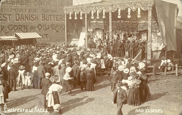 Proctor's Bioscope, sideshow at Chesterfield Races, Derbyshire, c1900. Artist: Unknown