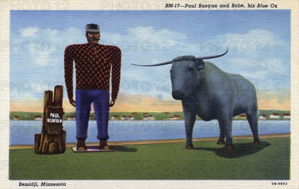 Paul Bunyan and Babe, Bemidji, Minnesota, USA, 1940. Artist: Unknown