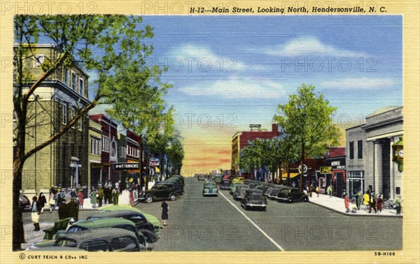 Main Street looking north, Hendersonville, North Carolina, USA, 1940. Artist: Unknown