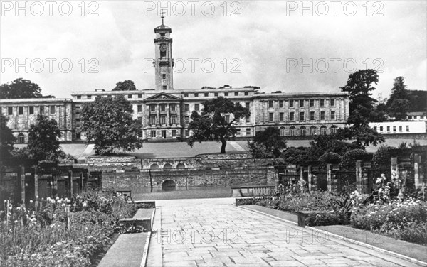 The Trent Building from Highfields Park, University of Nottingham, Nottinghamshire, c1950(?). Artist: Unknown