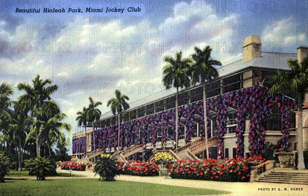 'Beautiful Hialeah Park, Miami Jockey Club', Florida, USA, 1940. Artist: GW Romer