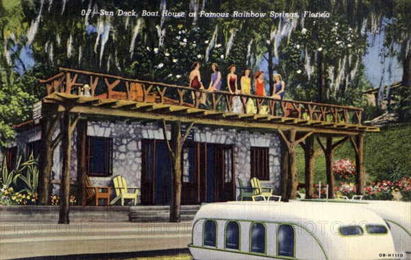 Sun deck on a boathouse, Rainbow Springs, Florida, USA, 1940. Artist: Unknown