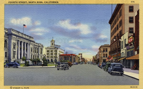 Fourth Street, Santa Rosa, California, USA, 1940. Artist: Unknown