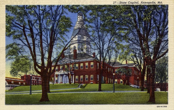 Exterior view of the State Capitol, Annapolis, Maryland, USA, 1940. Artist: Unknown