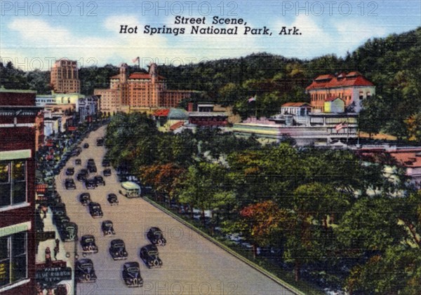 Street scene, Hot Springs National Park, Arkansas, USA, 1940. Artist: Unknown