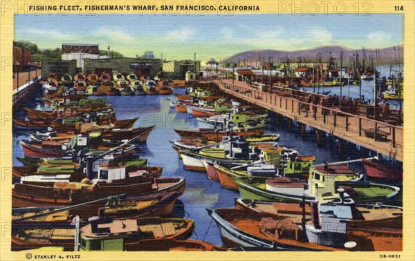 Fishing fleet, Fisherman's Wharf, San Francisco, California, USA, 1940. Artist: Unknown