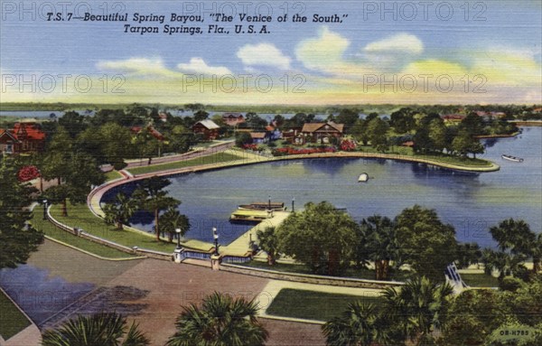 'Beautiful Spring Bayou, the Venice of the South, Tarpon Springs, Florida, USA', 1940. Artist: Unknown