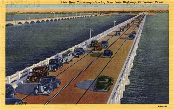 New Causeway with four-lane highway, Galveston, Texas, USA, 1940. Artist: Unknown