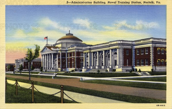Administration Building, Naval Training Station, Norfolk, Virginia, USA, 1940. Artist: Unknown