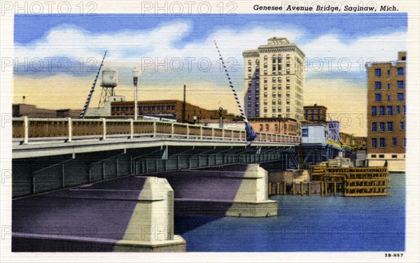 Genesee Avenue Bridge, Saginaw, Michigan, USA, 1945. Artist: Unknown