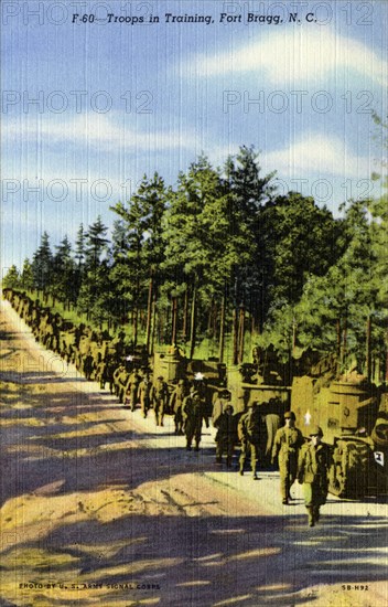 Troops in training, Fort Bragg, North Carolina, USA, 1945. Artist: US Army Signal Corps