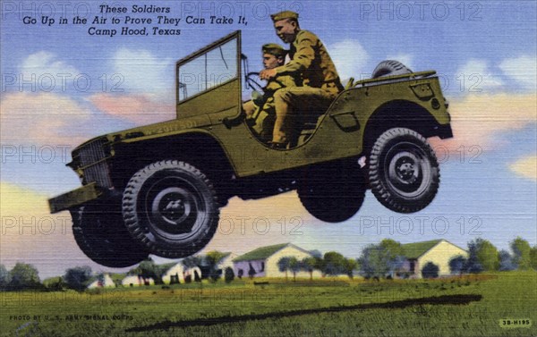 'These Soldiers Go Up in the Air to Prove They Can Take It, Camp Hood, Texas', USA, 1943. Artist: US Army Signal Corps