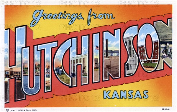 'Greetings from Hutchinson, Kansas', postcard, 1943. Artist: Unknown