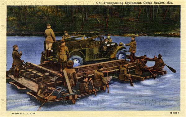 Transporting military equipment, Camp Rucker, Alabama, USA, 1941. Artist: CJ Lish