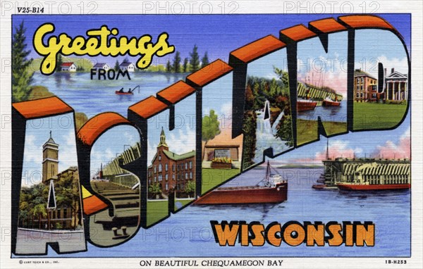 'Greetings from Ashland, Wisconsin', postcard, 1941. Artist: Unknown