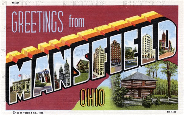 'Greetings from Mansfield, Ohio', postcard, 1941. Artist: Unknown