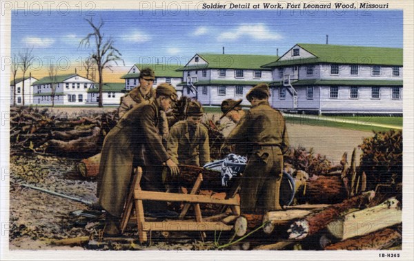 Army detail at work, Fort Leonard Wood, Missouri, USA, 1941. Artist: Unknown