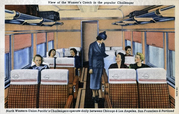 Women's coach on the North Western Union Pacific's popular 'Challenger' train, USA, 1941. Artist: Unknown