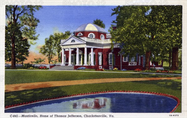 Monticello, Home of Thomas Jefferson, Charlottesville, Virginia, USA, 1941. Artist: Unknown