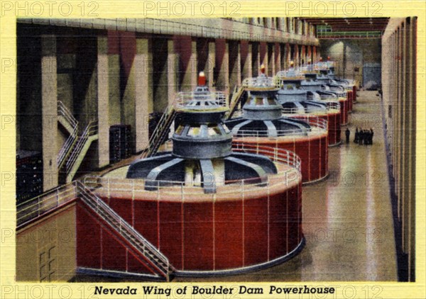 Nevada wing of the Boulder Dam powerhouse, Arizona/Nevada, USA, 1941. Artist: Unknown