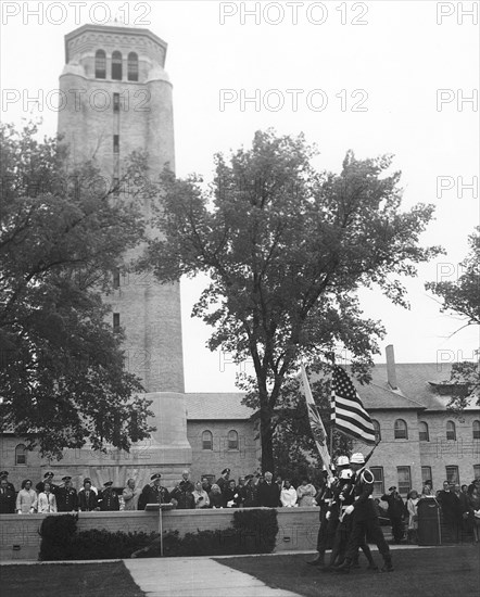 Armed Forces Day ceremonies on the parade field, Fort Sheridan, Illinois, USA, 1973. Artist: SP Parzych