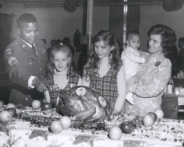 Thanksgiving Day celebrations at the consolidated mess, Fort Sheridan, Illinois, USA, 1969. Artist: SP5 Bond