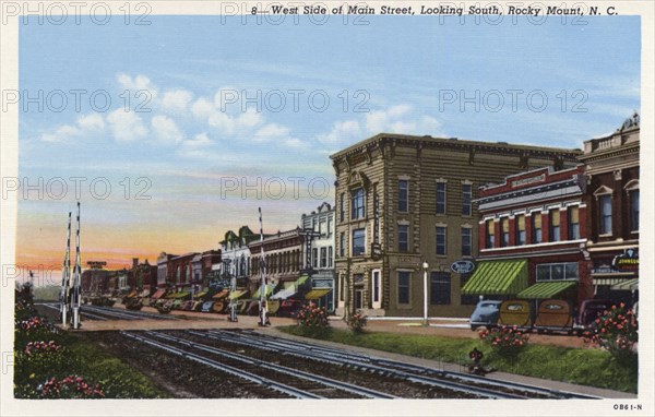West side of Main Street, looking south, Rocky Mount, North Carolina, USA, 1940. Artist: Unknown