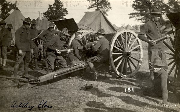 Artillery class, Fort Sheridan, Illinois, USA, 1905. Artist: Unknown