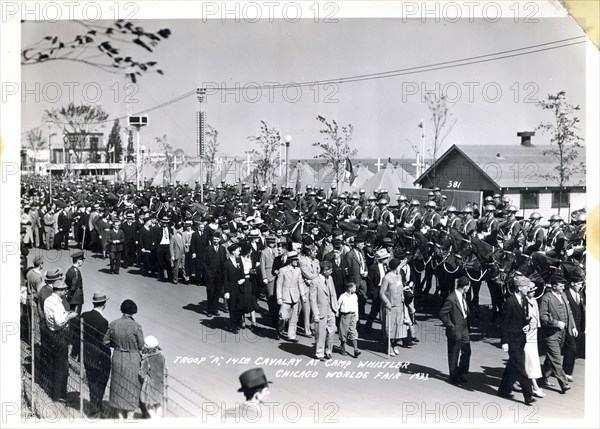 Troop A, 14th Cavalry, parading at the Chicago World's Fair, Illinois, USA, 1933. Artist: Unknown