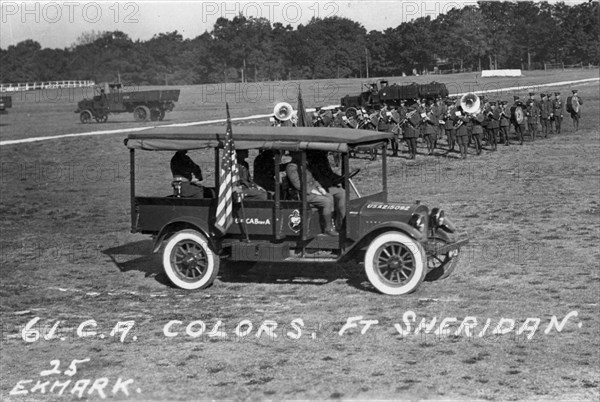 61st Cavalry Artillery colours, Fort Sheridan, Illinois, USA, 1925. Artist: Ekmark Photo