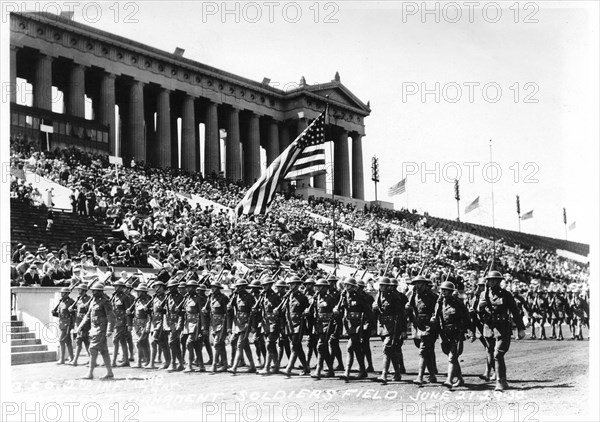 B Company, 2nd Infantry Battery Tournament, Soldier Field, Chicago, Illinois, USA, 1939. Artist: Unknown