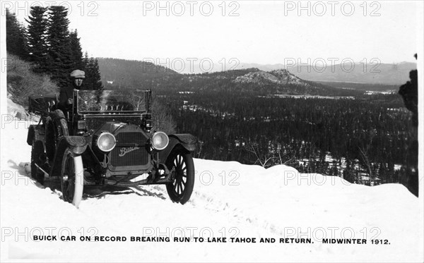 Buick car on a record breaking run to Lake Tahoe and return, midwinter 1912. Artist: Unknown