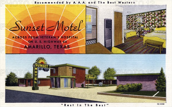 Sunset Motel, Amarillo, Texas, USA, 1951. Artist: Unknown