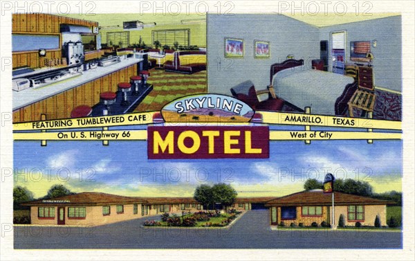 Skyline Motel, Amarillo, Texas, USA, 1951. Artist: Unknown