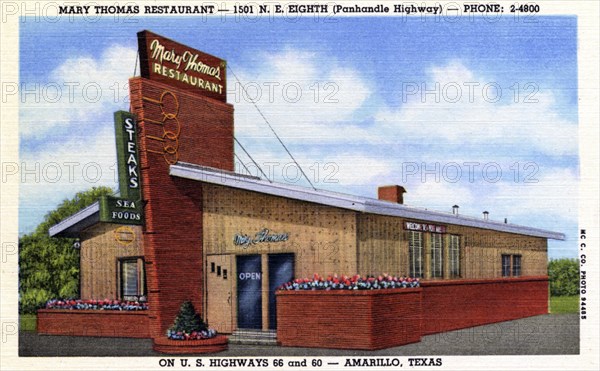 Mary Thomas Restaurant, Amarillo, Texas, USA, 1952. Artist: Unknown