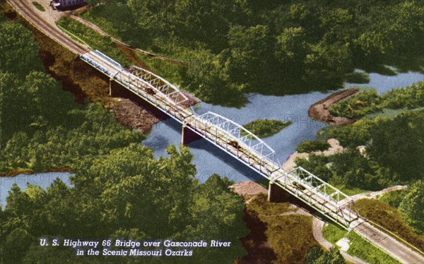 Bridge over the Gasconde River in the Ozarks, Missouri, USA, 1954. Artist: Unknown