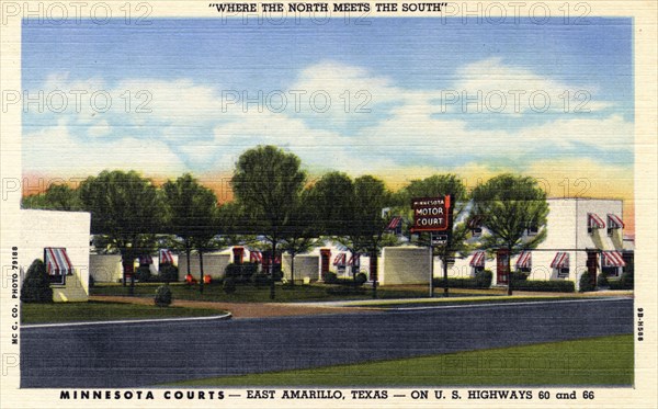 Minnesota Courts motel, East Amarillo, Texas, USA, 1949. Artist: Unknown