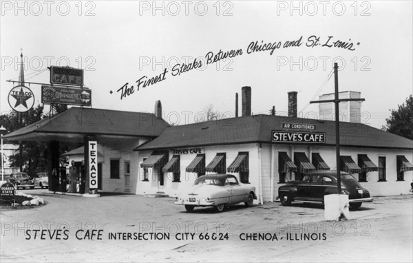 Steve's Cafe, Chenoa, Illinois, USA, 1930s-1940s. Artist: Unknown