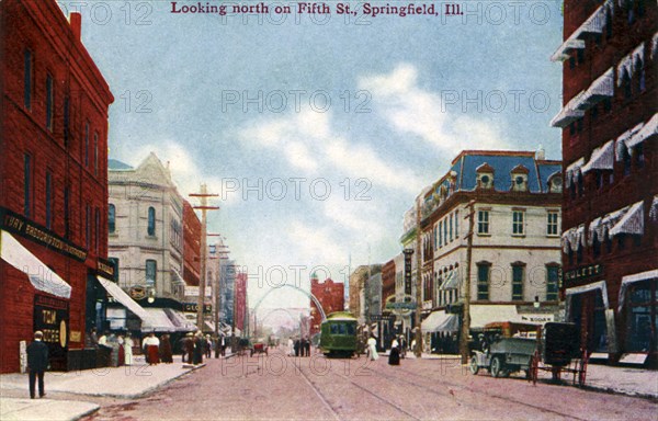 Looking north on Fifth Street, Springfield, Illinois, USA, c1910s(?). Artist: Unknown