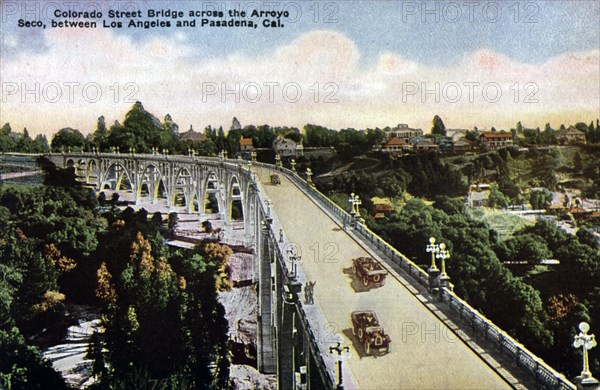 Colorado Street Bridge, between Los Angeles and Pasadena, California, USA, c1910-1930(?). Artist: Unknown