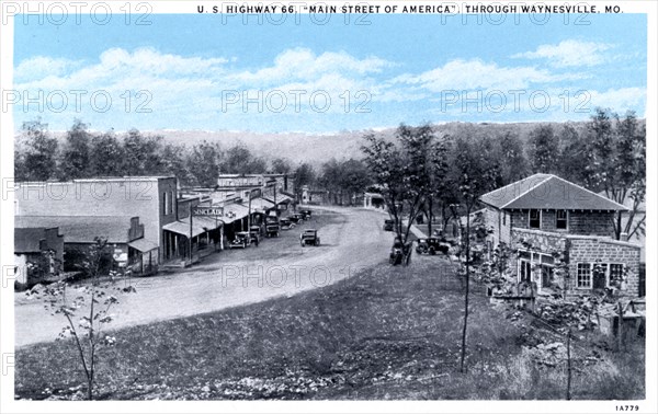 US Highway 66, Main Street of America, through Waynesville, Missouri, USA, 1931. Artist: Unknown