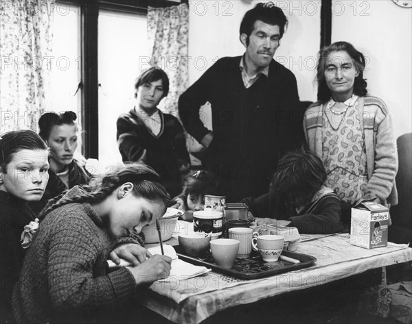 Roadside gipsy family re-housed, 1960s.